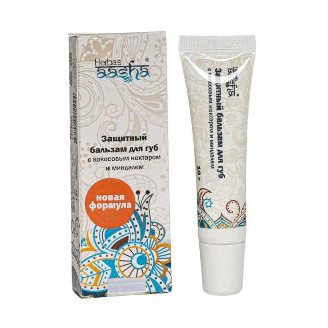 Защитный бальзам для губ с кокосовым нектаром и миндалем, Aasha Herbals