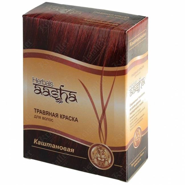 Травяная краска для волос на основе индийской хны, Aasha Herbals, каштановый Травяная краска для волос на основе индийской хны, Aasha Herbals, каштановый